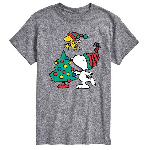 Men's - Peanuts - Snoopy Woodstock Christmas Tree Short Sleeve Graphic T-Shirt - image 1 of 4