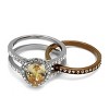 Slickblue Polished Two-Tone Stainless Steel Ring with Champagne CZ, IP Light Brown Finish, Size 5-13 - 3 of 4