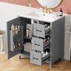30" Modern Minimalist Bathroom Vanity with Ceramic Sink, Rubberwood Frame Cabinet with 3 Drawers & 1 Soft-Close Door - ModernLuxe - 3 of 4