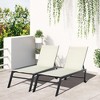 Outsunny Chaise Lounge Outdoor Pool Chair Set of 2 with Wheels, Five Position Recliner for Sunbathing, Suntanning, Breathable Fabric, Cream White - 2 of 4
