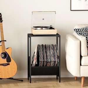 MOEPISY Record Player Stand with Storage Up to 100 Albums, Black - 1 of 4