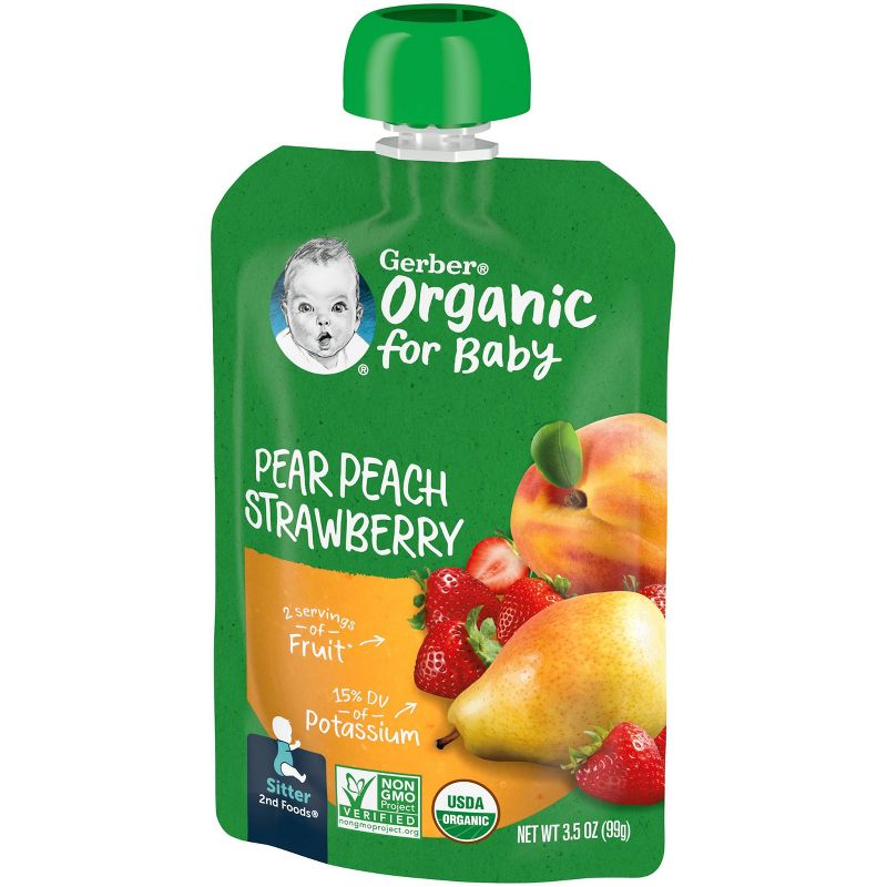 Gerber Organic 2nd Foods Pear Peach &#38; Strawberry Baby Food - 3.5oz, 4 of 6