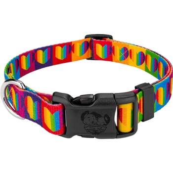 Country Brook Petz - Deluxe Rainbow Hearts Dog Collar - Made In The U.S.A.