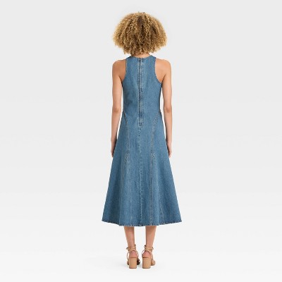 Women&rsquo;s Racerback Denim Midi A-Line Dress – Future Collective