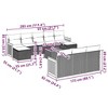 vidaXL 11 Piece Patio Sofa Set with Cushions Black Poly Rattan - Black and Cream With Table - 3 of 4