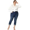 Agnes Orinda Women's Plus Size Office Formal Long Sleeve Tie Neck Satin Blouses - 3 of 4