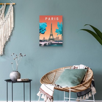 Paris Eiffel Tower and Seine River Canvas Art Print