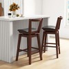 Tangkula Swivel Bar Height Bar Stool 30.5" Upholstered PU Leather Hollow Backrest - 3 of 4