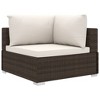 vidaXL Patio Sofa Brown rattan + cream white cushion - 4 of 4