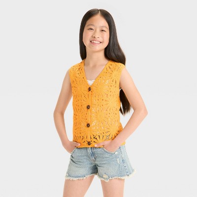 Girls' Open Work Sweater Vest - art class™