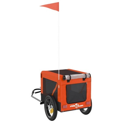 Orange and Black Oxford Fabric Pet Bike Trailer with Iron Frame
