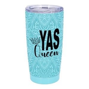 Elanze Designs Yas Queen Royal Crown Girl Power Florals Wrap-Around Design 20 Ounce Stainless Steel On-The-Go Coffee Mug, Thermal Travel Tumbler with - 1 of 4