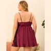 Women's Plus Size Side Slit Lace Trim V Neck Satin Sleeveless Nightgowns - Agnes Orinda - 4 of 4