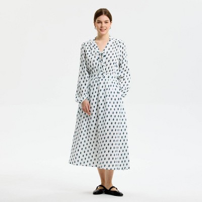 Женские платья Universal Thread Women's Puff Long Sleeve Maxi Dress - Universal Thread™ Cream Floral XS — фото 3