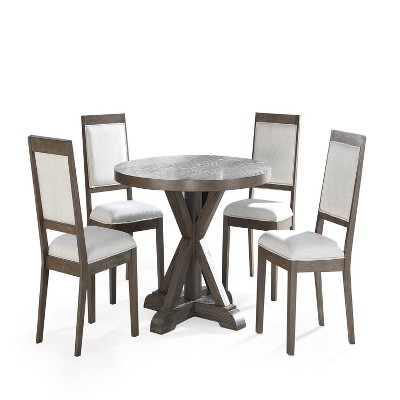 48" Contemporary Transitional Round Dining Table in Washed Gray