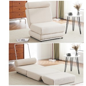 LIVAREEmlen Single Sofa Chair Foldable Single Sofa Bed with Pillow,Leisure Sofa Chair,Made of Breathable and Wearable Linen Cream White - 1 of 4