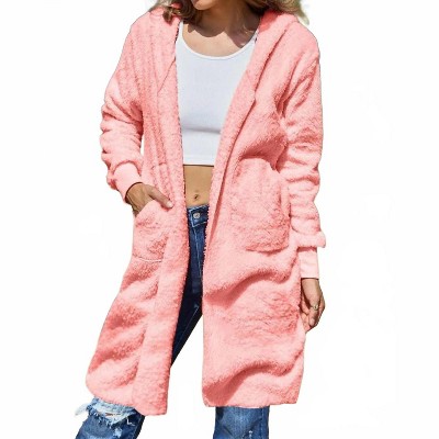 Women's Full Size Hooded Teddy Bear Jacket With Thumbholes - Double Take