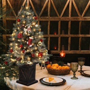 3Ft Pre-Lit Artificial Christmas Tree with Dual-Color LED Lights, Tabletop Indoor Xmas Tree with 8 Lighting Modes - 1 of 4