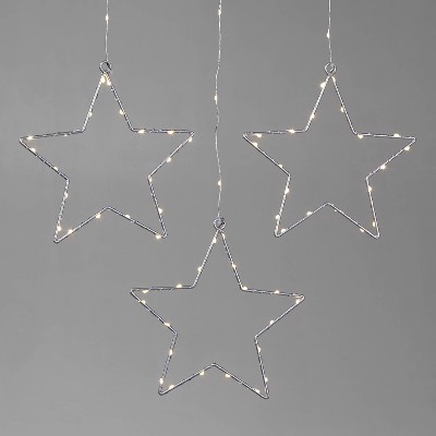 3pk 12in Lighted Window Curtain Stars Christmas Novelty Silhouette Lights Warm White - Wondershop™