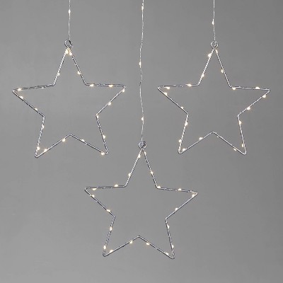 3pk 12in Lighted Window Curtain Stars Novelty Silhouette Lights Warm White - Wondershop™