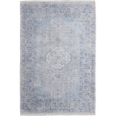 Caldwell Transitional Medallion Gray/Blue/Ivory Area Rug