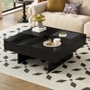 Vynxaria Modern Square Coffee Tables with Drawers and Glass Top - 2 of 4