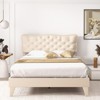 Infans Full Upholstered Platform Bed Frame Button-Tufted Headboard Mattress Foundation - 3 of 4