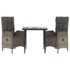 vidaXL Garden Dining Set Black and grey Poly Rattan and Powder-Coated Steel - 3 of 4