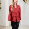 Anna-Kaci Women's Long Sleeve Tiered Babydoll Blouse with V-Neck for Casual Looks - 3 of 4