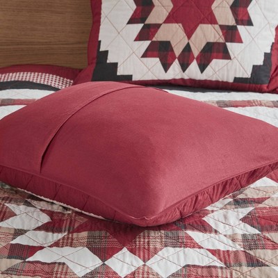 King Red Cotton Quilt Set with Medallion Design
