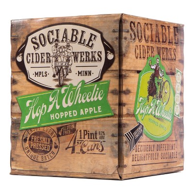 Sociable Hop-a-Wheelie Hopped Apple Hard Cider - 4pk/16 fl oz Cans