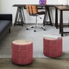NicBex Chic Round Braided Pouf Ottoman Multicolored Footstool for Living Room, Bedroom,Natural/Maroon - 4 of 4