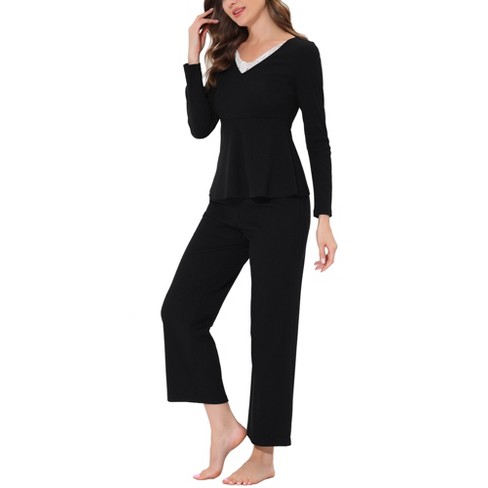 cheibear Womens Nightwear with Pants Lounge Satin Sleepwear Soft Button  Down Pajama Set