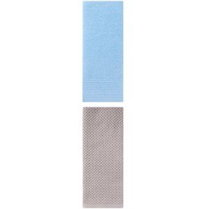 REGALWOVEN Solid Stripe Pattern Bathroom Face Hand Towels 14" x 30"/13" x 30" 2 Pcs - 1 of 4