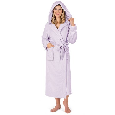 PAVILIA Women Robe with Hood, Fleece Plush Soft Long Hooded Robe, Fluffy Fuzzy Cozy Warm Bathrobe Shower Spa House