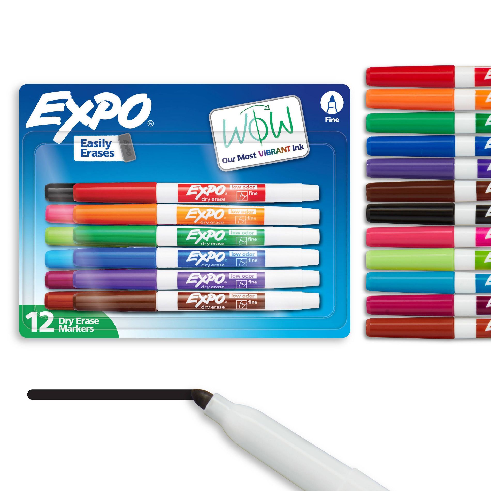 Expo 12pk Dry Erase Markers Colors Fine Point