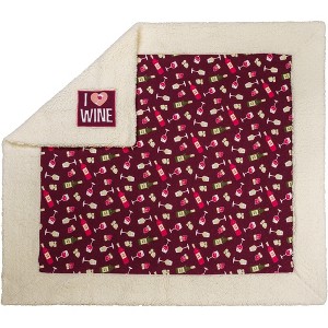 Pavilion Gift Company - I Love Wine - 45" x 50" Plush Blanket - Throw Blankets - 1 of 4