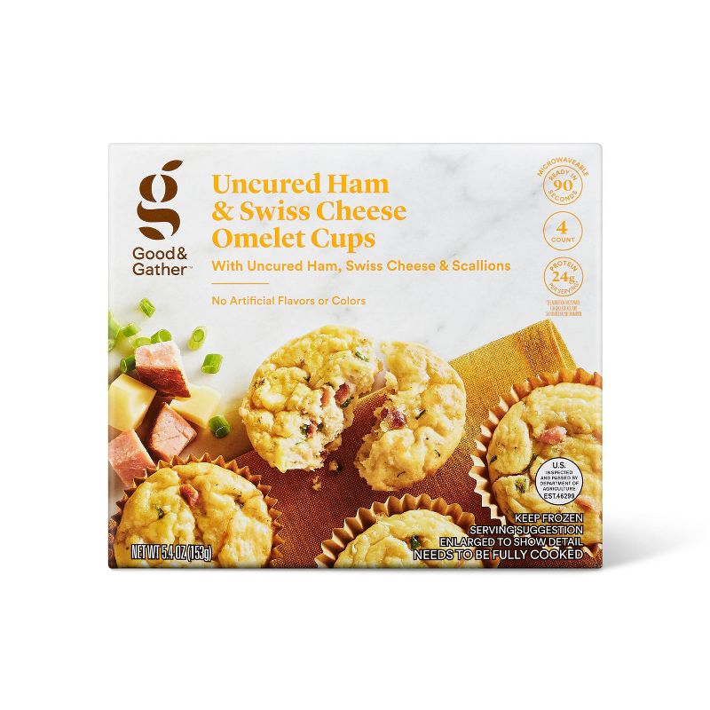 Ham &#38; Swiss Cheese Frozen Omelet Cups - 5.4oz/4ct - Good &#38; Gather&#8482;, 1 of 5