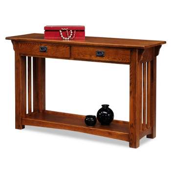 Mission Console Table with Drawers And Shelf Medium Oak - Leick Home