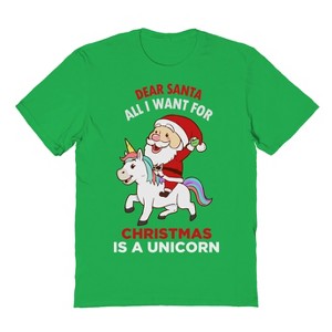 Rerun Island Men's Christmas Dear Santa Unicron Short Sleeve Graphic Cotton T-Shirt - 1 of 1