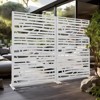 Pexfix 72 x 47 Inch Metal Privacy Screen Freestanding Outdoor Divider Panel For Patio Deck Balcony Heavy Duty Base Weatherproof White Jungle - 3 of 4