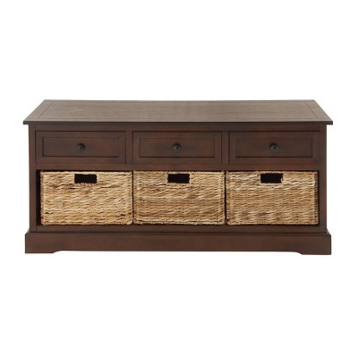 Wooden Chest with Wicker Drawers Brown - Olivia & May