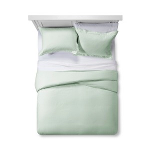Gray Mint Damask Stripe Duvet Cover Set (Full/Queen) - Fieldcrest , Gray Green