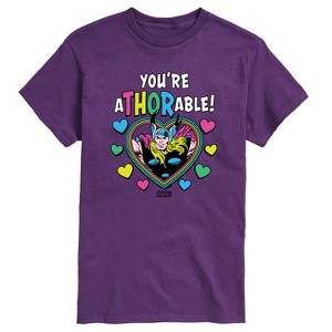 Men's - Marvel - Thor Valentine You're Athorable Short Sleeve Graphic T-Shirt - 1 of 3
