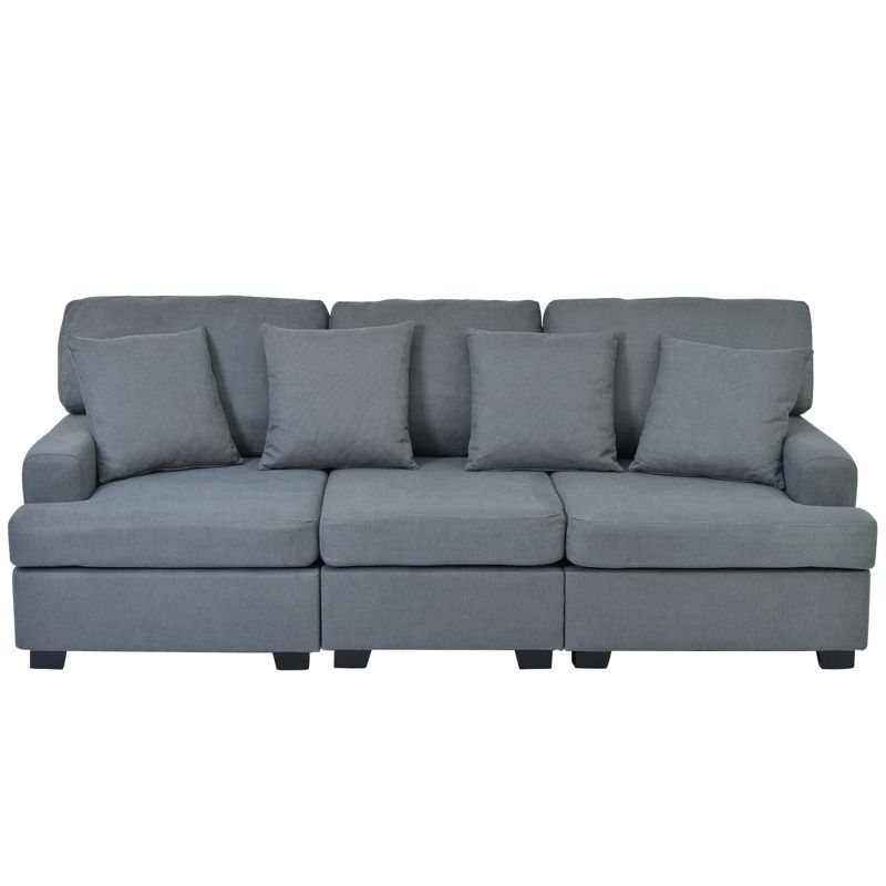 Modern Upholstered 3-Seat Sofa with 4 Pillows-ModernLuxe, 4 of 10
