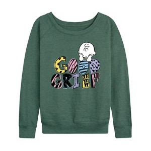 Women's - Peanuts - Good Grief Charlie Brown Lightweight French Terry Wide Neck Long Sleeve Shirt - 1 of 4
