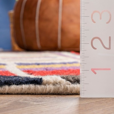 Ofelia Multicolor Hand Tufted Wool Geometric Area Rug, 9' 6" x 13' 6"