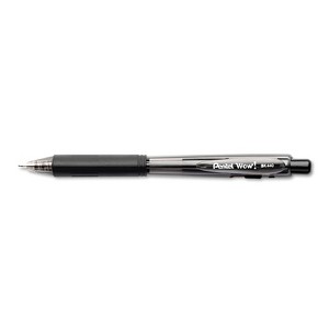Pentel WOW! Retractable Ballpoint Pen 1mm Black Barrel/Ink Dozen BK440A - 1 of 2