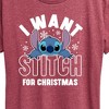 Women's - Lilo and Stitch - I Want A Stitch For Christmas Short Sleeve Graphic T-Shirt - 2 of 4