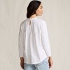 Lands' End Women's 3/4 Sleeve Cotton Slub Lace Trim Top - 2 of 4